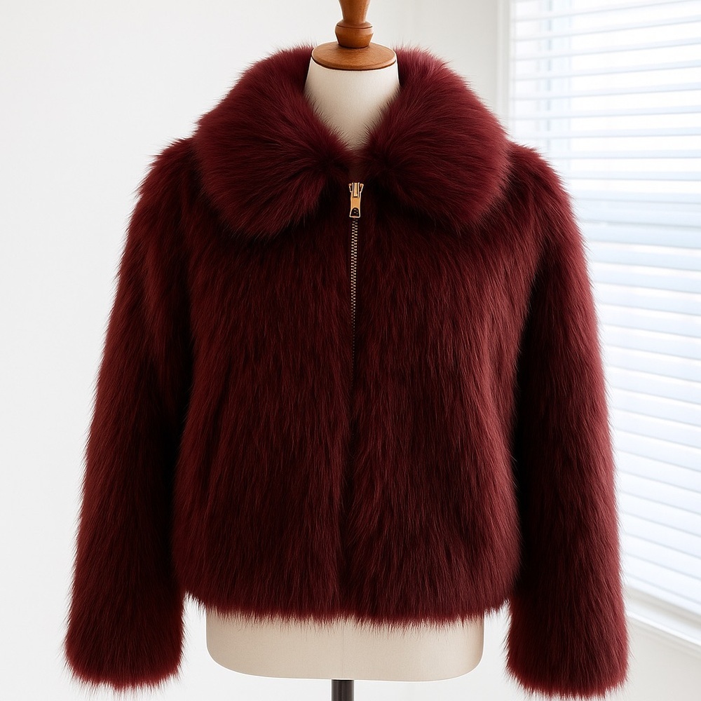 Rebecca Minkoff Wine Faux Fur Jacket NWT | Luxe Statement Outerwear | Size L